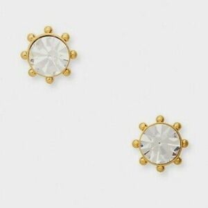 Kate Spade Gold Flying Colors Bezel Stud 00R00004 Earrings Clear Cubic Zirconia